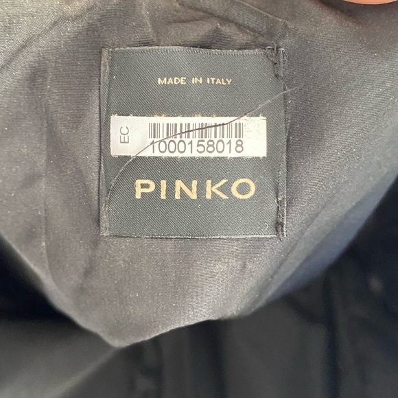 Pinko- Black Faux Leather Large Bow Mini Dress - Picture 4 of 8